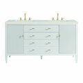 James Martin Vanities 60'' Double Vanity, Bright White w/ 3 CM Lime Delight Quartz Top 485-V60D-BW-3LDL